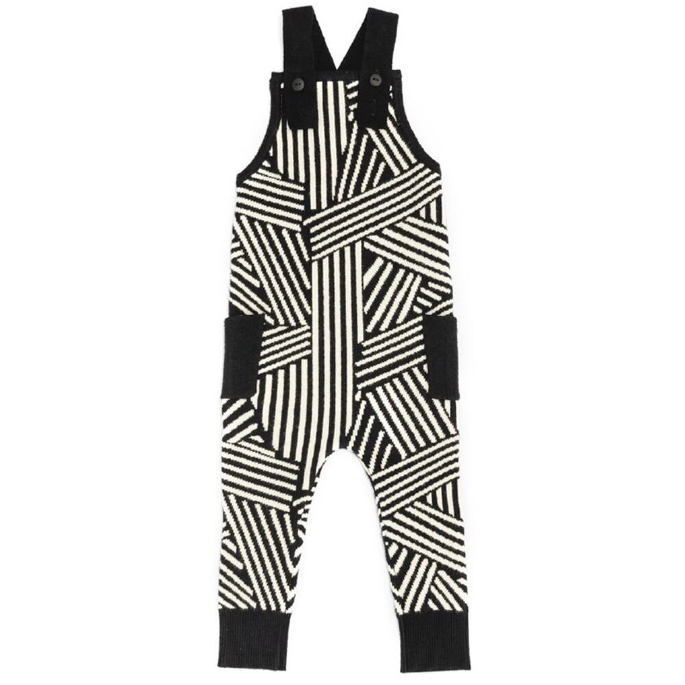 Neuf 9 geometric print sweater knit unisex overalls